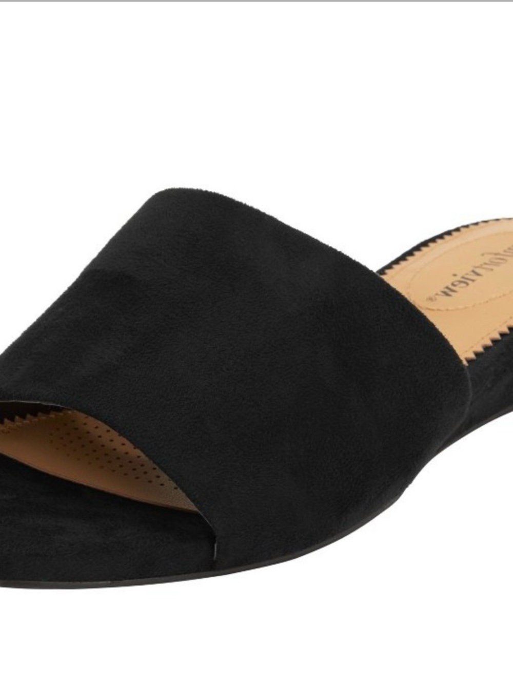 comfortview Black Suede Open-Toe Slide Wedge Sandal